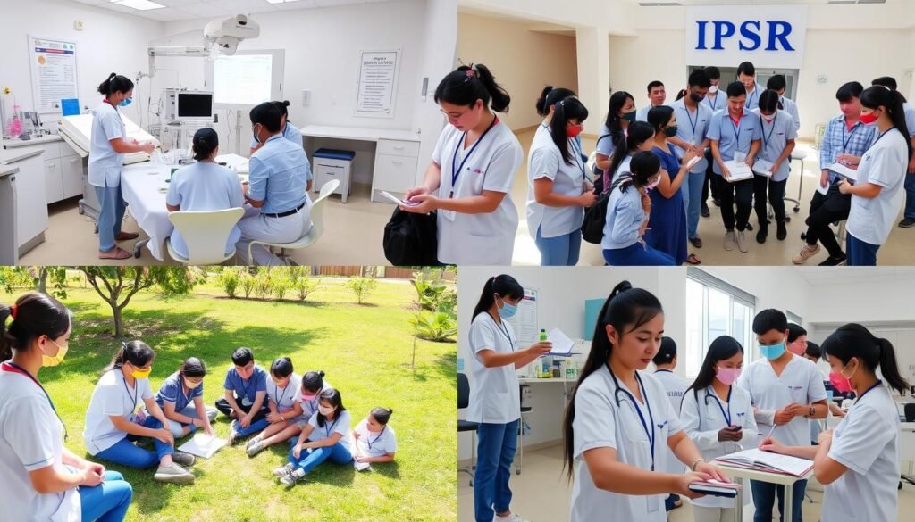 The layout of the college, garden, and classroom.